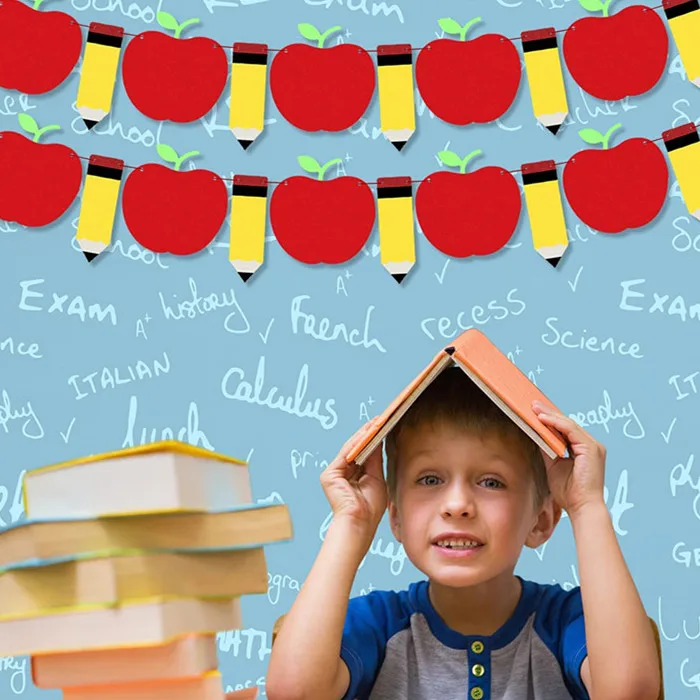 Party Supplies Welcome Back to School Felt fabric Pencil Banner 10 Feet DIY Ornament for First Day Of School Decorations