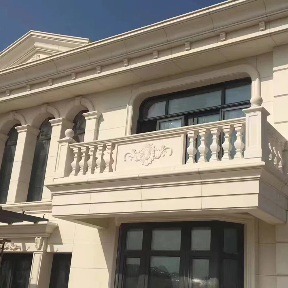 Customized villa house natural white/beige limestone wall cladding