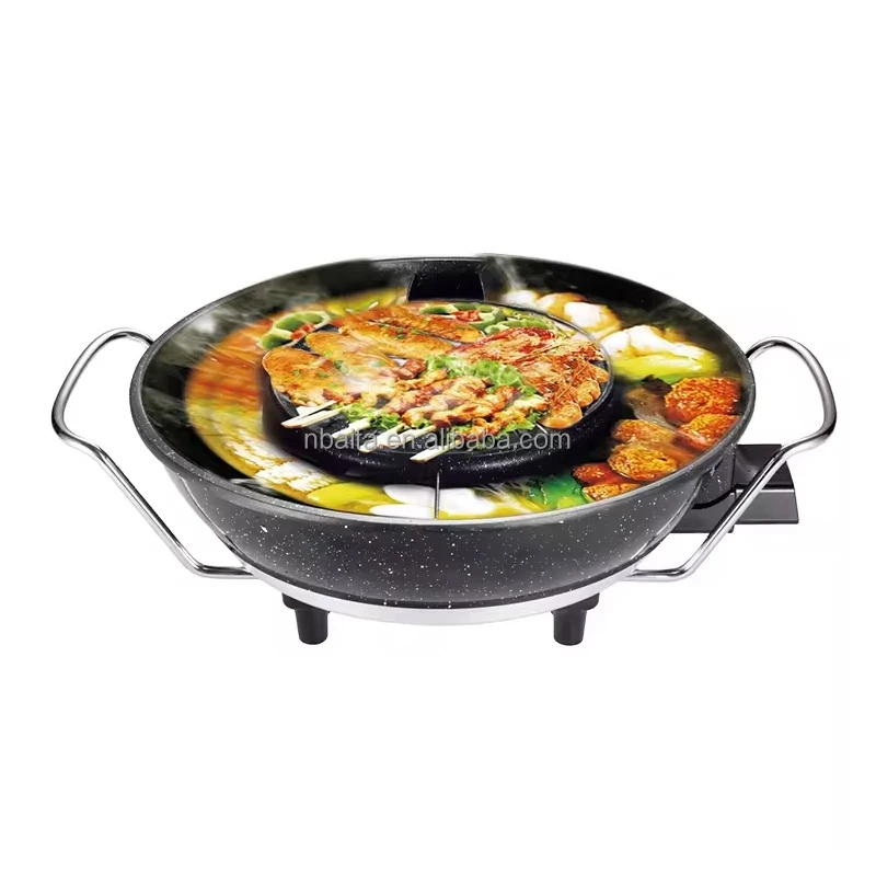 Aifa Hot Pot And Grill Barbecue Multifunction Non Stick Coating Electric Hot Pot And Bbq Grill Portable Electric Hot Pot Grill
