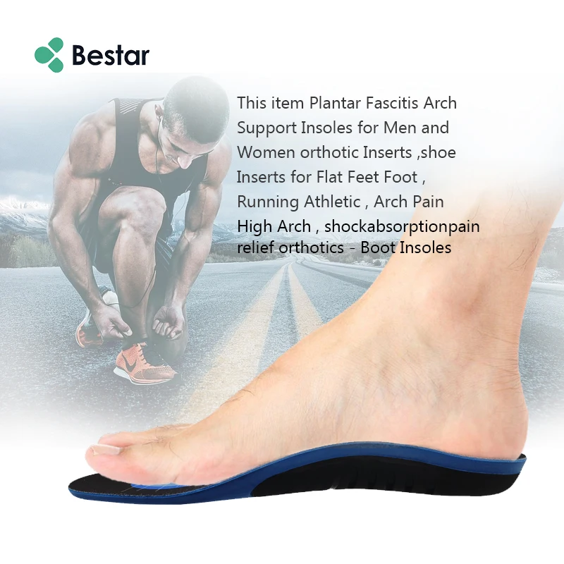Bestar Flat Foot Orthotic Insoles Valgus Correctors Arch Support Orthopedic Insoles for Sports Training