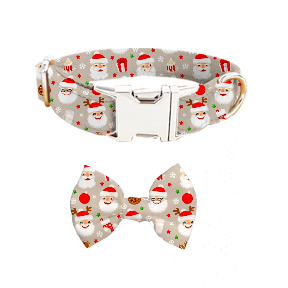 2022 New Personalized Custom dog collar metal buckle luxury cotton With bowtie designer print puppy cute collares para perros