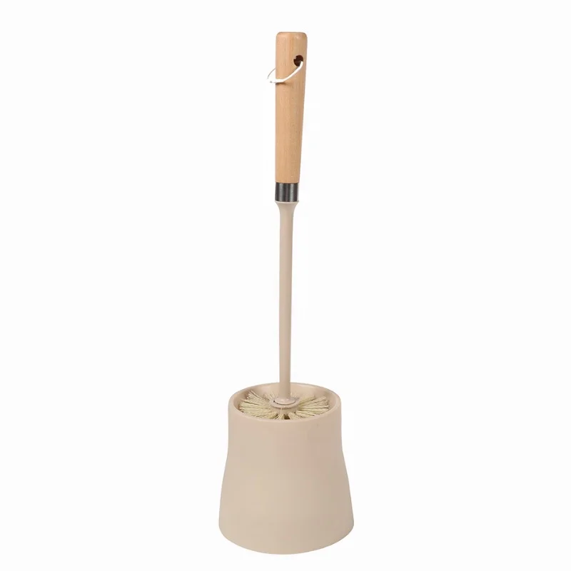 Household toilet cleaning brush set with base toilet brush wooden toilet brush and holder