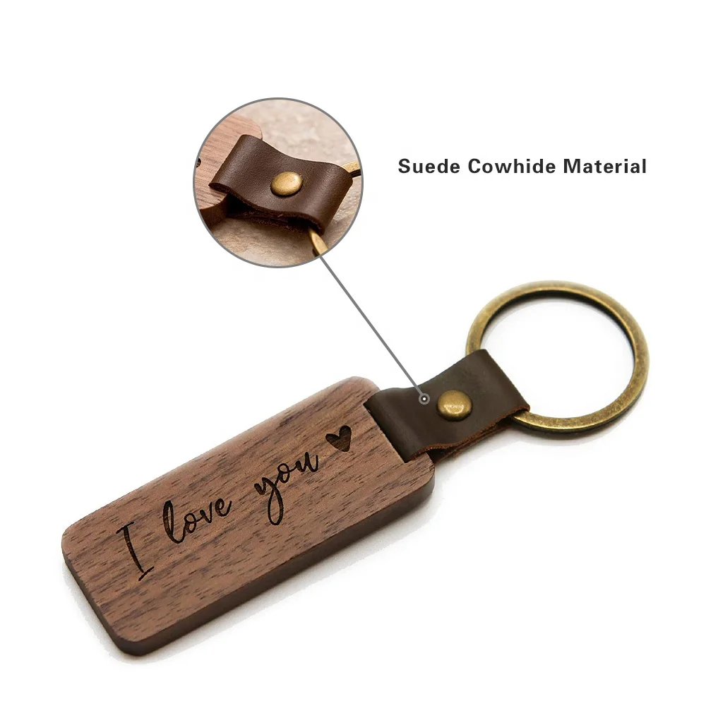SmallOrders G020958 High Quality Custom Logo Wood Keychain Personalized Engraving Walnut Cherry Wood Key chain keychain LLaveros