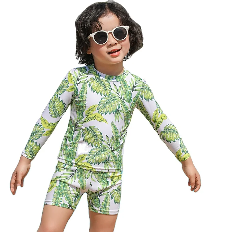 Fashion boys bathing suit swimwear beachwear for men long sleeve custom print swimwear