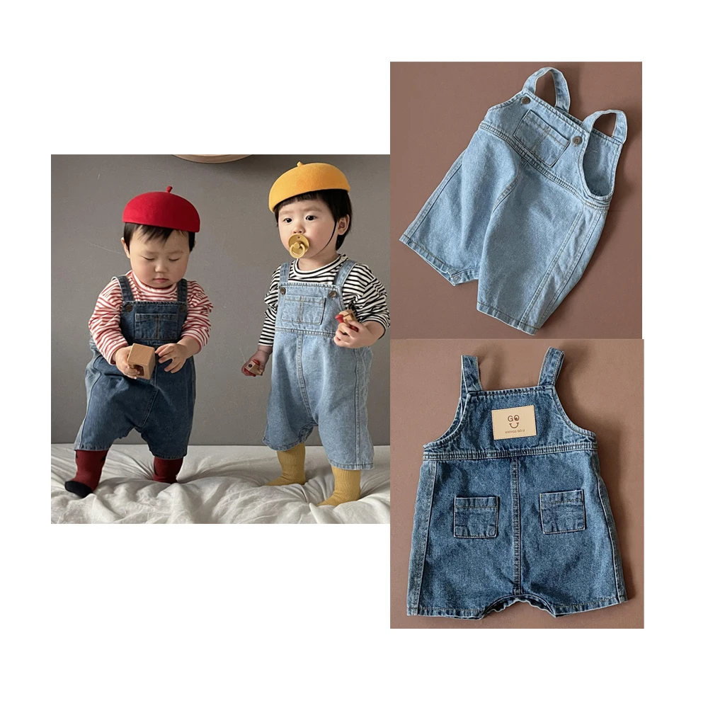 Детский джинсовый комбинезон Летний для мальчиков с шортами