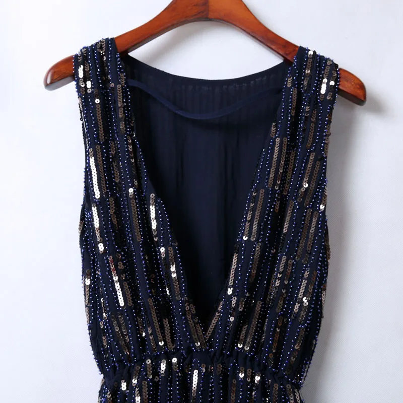 Высококачественное женское элегантное платье YIZHIQIU с блестками, Короткие вечерние платья с длинным рукавом и вырезом