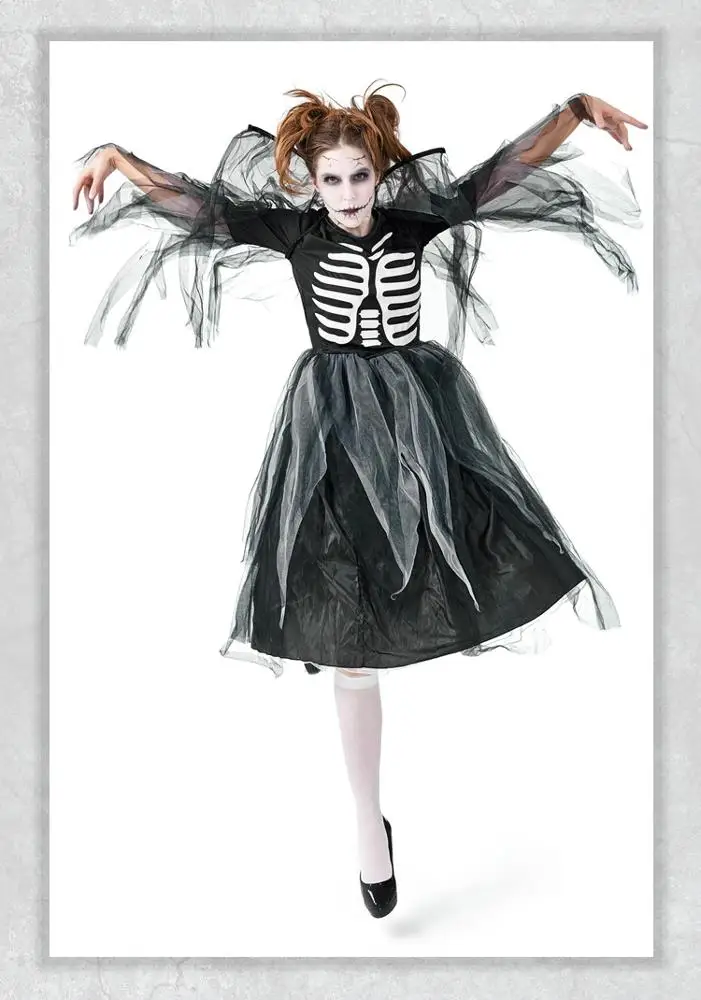 
KEYIDI Zombie Skeleton Print Fallen Dark Angels Halloween Costume Cosplay 