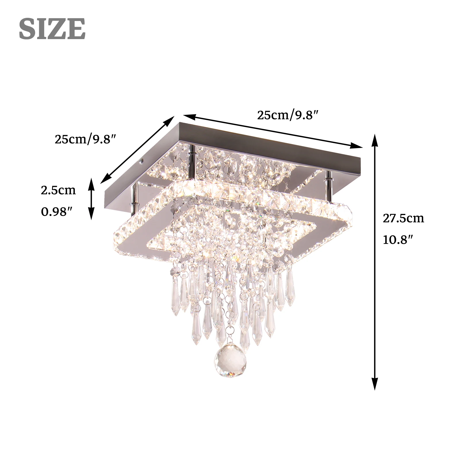 Custom luxury chandelier ceiling lights modern K9 crystal square living room smart LED lights