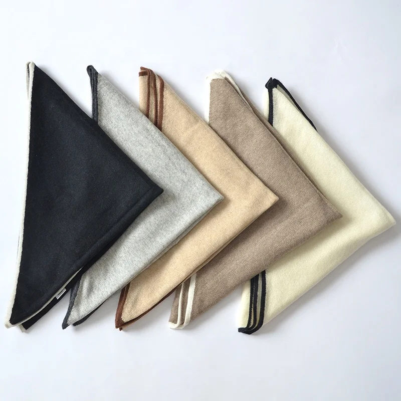 Зимний женский 100% шарф из чистого кашемира простой вязаный роскошный модный треугольный кашемировый шаль