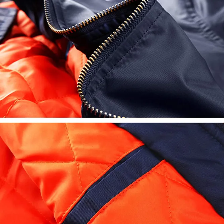 Man casual fall winter military style quilted windproof waterproof bomber jacket