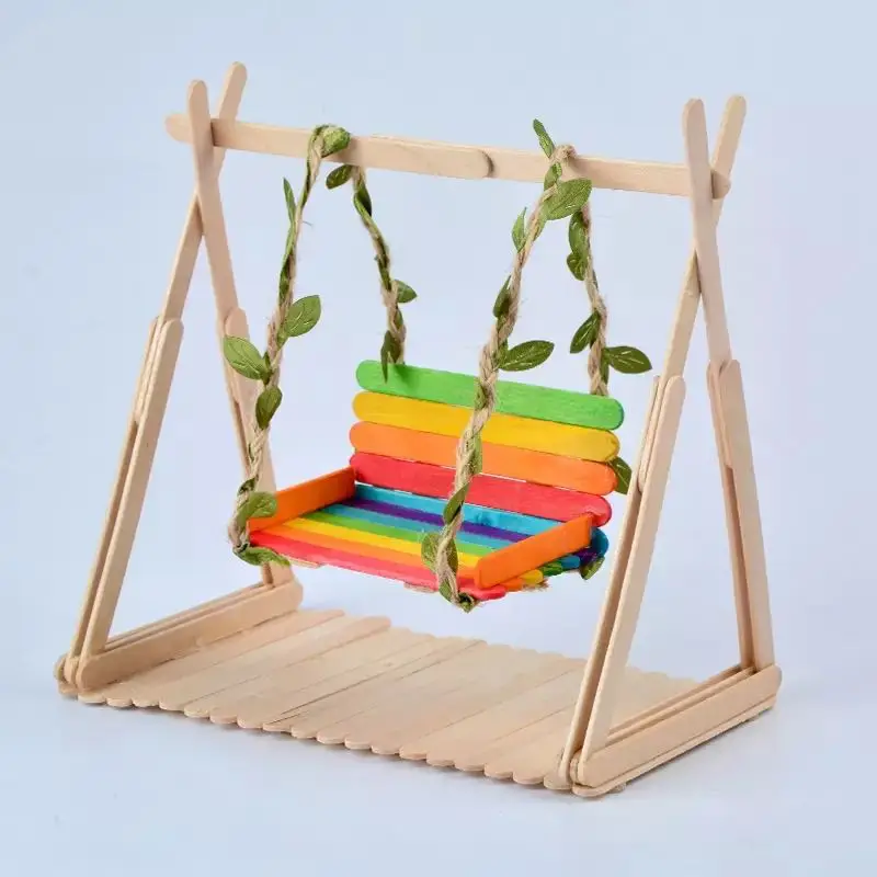 wholesale factory high quality Wooden Lolly Sticks Popsicle color Stick Crafts for Kids