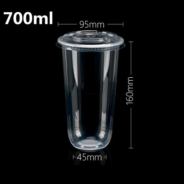 Custom Printing Logo Cup Juice Clear Pet Cold Drink 32oz Disposable Plastic Cups With Lid