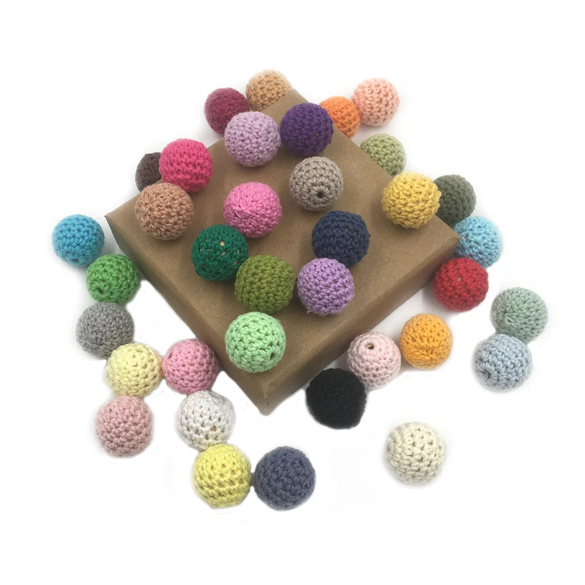 16mm 20mm Handmade Cotton Knitted Crochet Teething Beads