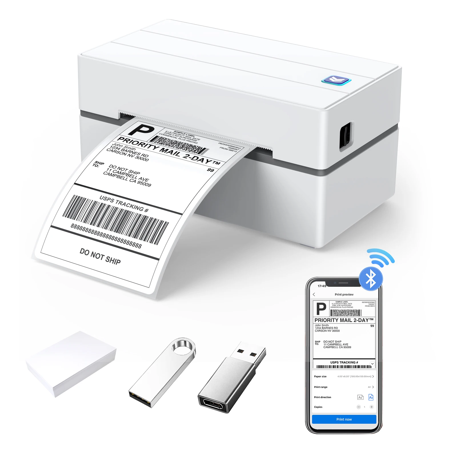 Uyin Y810  factory price 110mm FBA shipping label printer 4inch 4x6 Barcode Waybill Bluetooth Printer for express industry