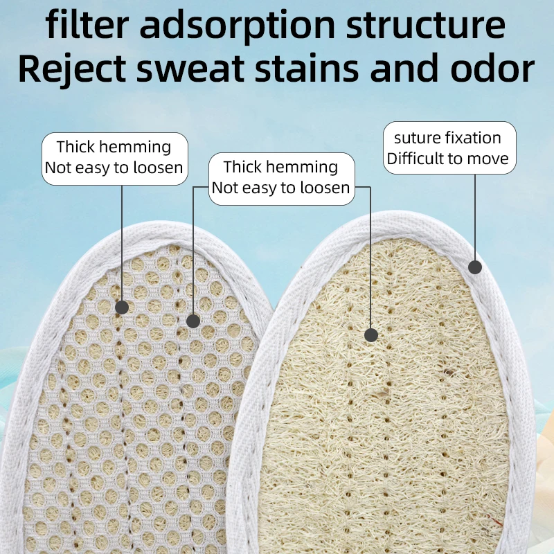 Wholesale loofah insoles safe for the feet providing a comfortable feeling eco-firendly material meticulous seam