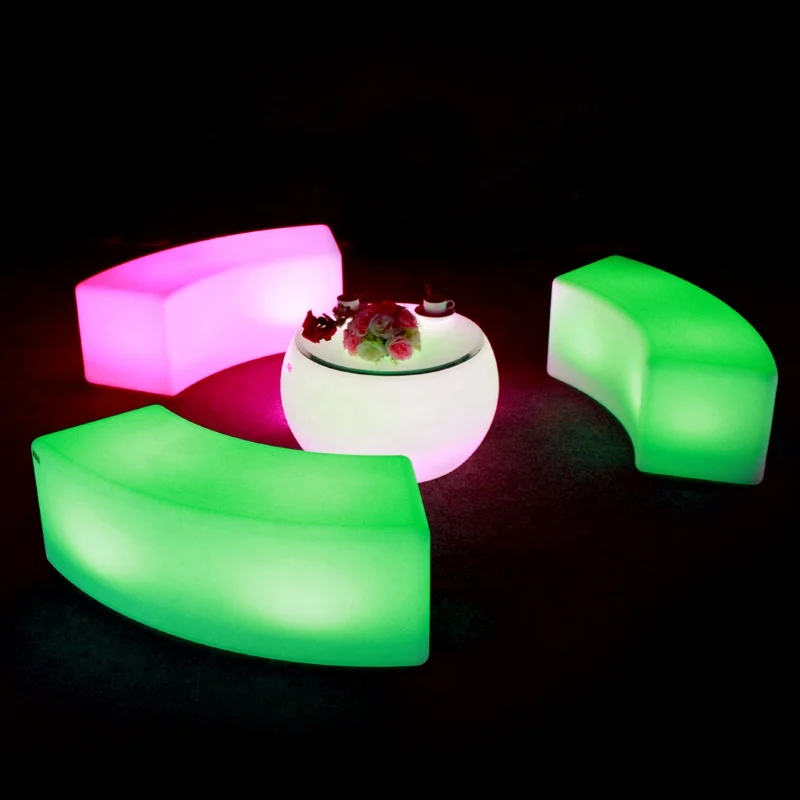 Wholesale LED Curved Benches LED Bar bench curved outdoor bench stool