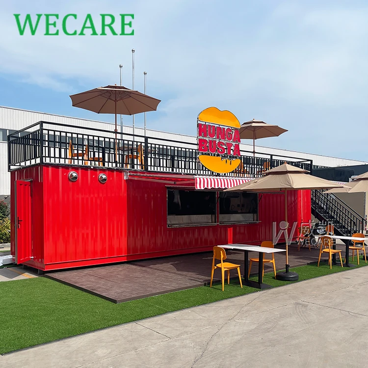 WECARE China Made Portable Container Kiosk Fast Food Restaurant Prefabricated Shipping Container Kitchen Retail Shop Coffee Bar