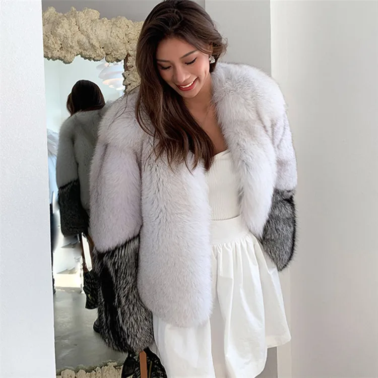 Winter Ladies Loose Real Fox Fur Fur Coat Fashion Young Fur Jacket Keep Warm
