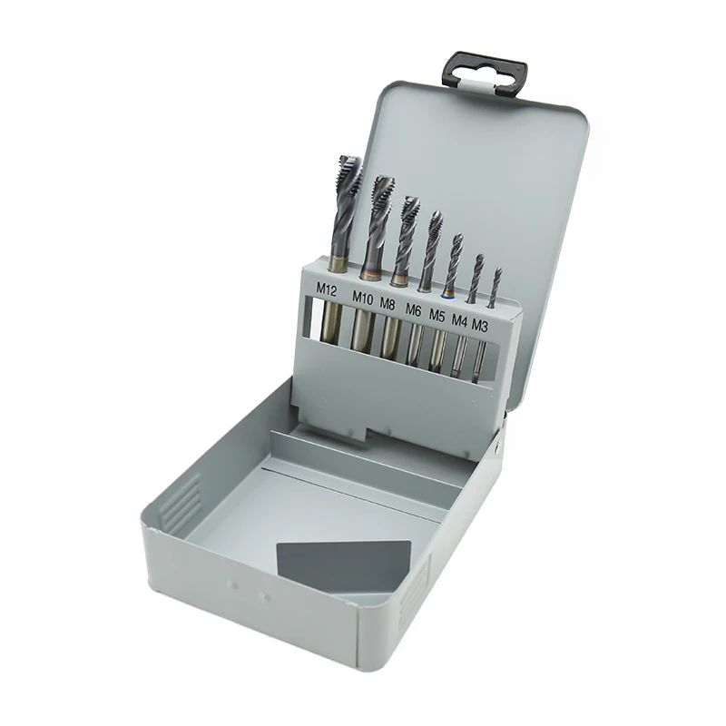 7pcs metric DIN371/DIN376 spiral flute Machine Tap Set metal cutter thread cutting tool set M3-M12