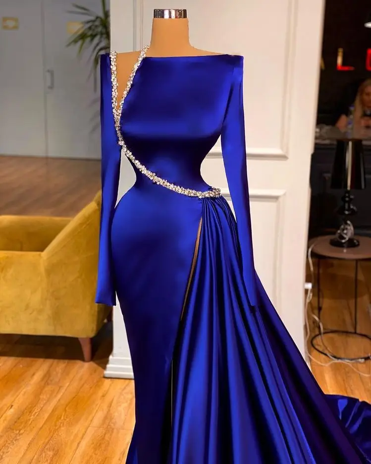 S1763F    2022 new satin slit slim sexy elegant dresses women evening wedding