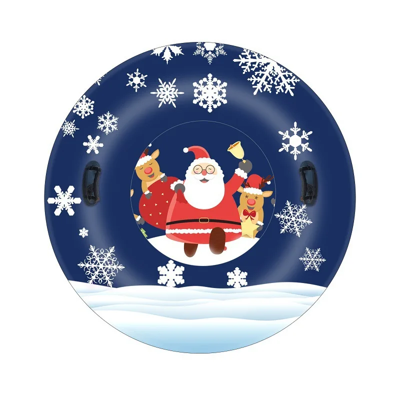 PVC inflatable christmas ski ring sled with handle outdoor cold-resistant snowboard cartoon drag snow