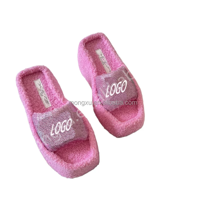 Fashion Faux Fur Warm Shoes Slip On Flats Female Winter Women House Furry Slippers Home Slides Plush Indoorfur Slippers