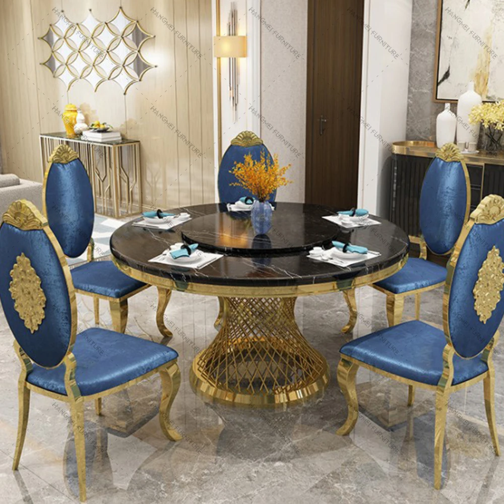 Factory direct stainless steel dining table high-end hotel restaurant round banquet table