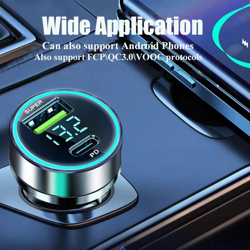 Original 120W Car Charger Adapter Fast Charging PD Usb C 20W Dual Port With Voltage Monitor Trending Products 2022 New Arrivals