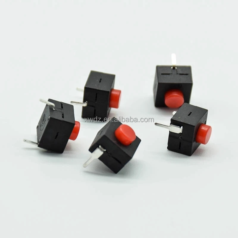 red/black Small micro self locking switch 8*8*8.4 wit 2 feet with lock light touch switch button switch L068-A DC30V1A