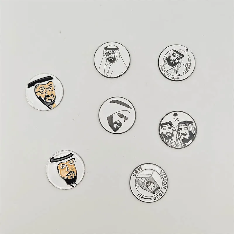 Customized UAE Bahrain Oman Qatar Pakistan Saudi Arabia Vision 2030 MBS Magnet Sticker Logo Badge Pin Keychain Keyring Keycoever