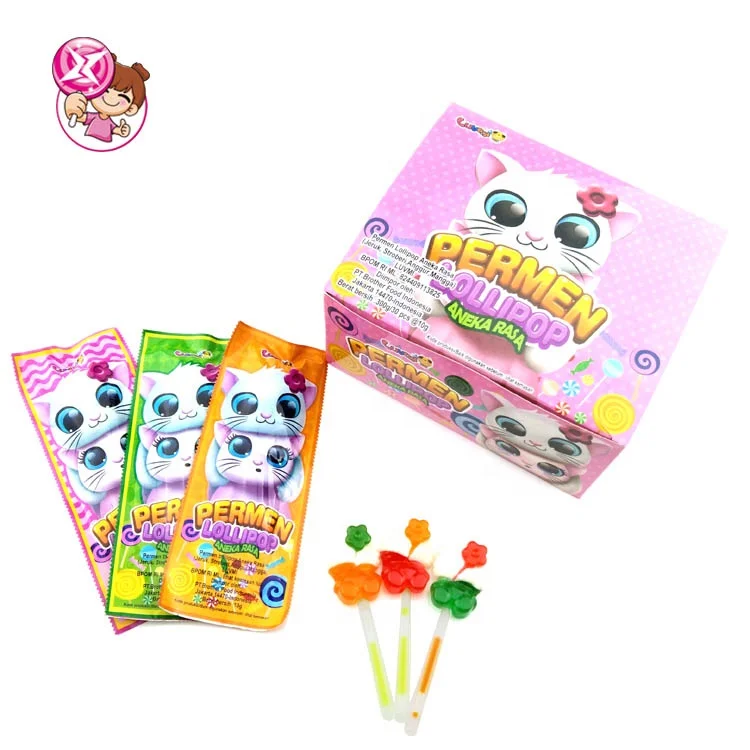 The factory wholesale halal fruit-flavored unicorn-shaped lollipops for kids