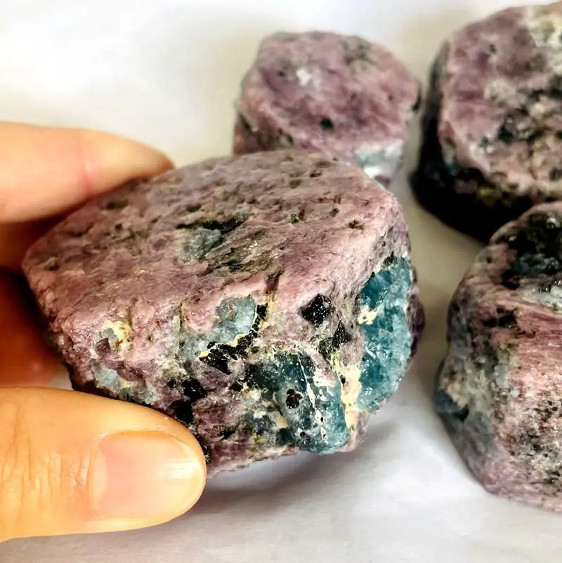 rare Natural Energy Healing Mineral Crystal Quartz Rough Red Corundum with aquamarine symbiotic Raw Stone for sale