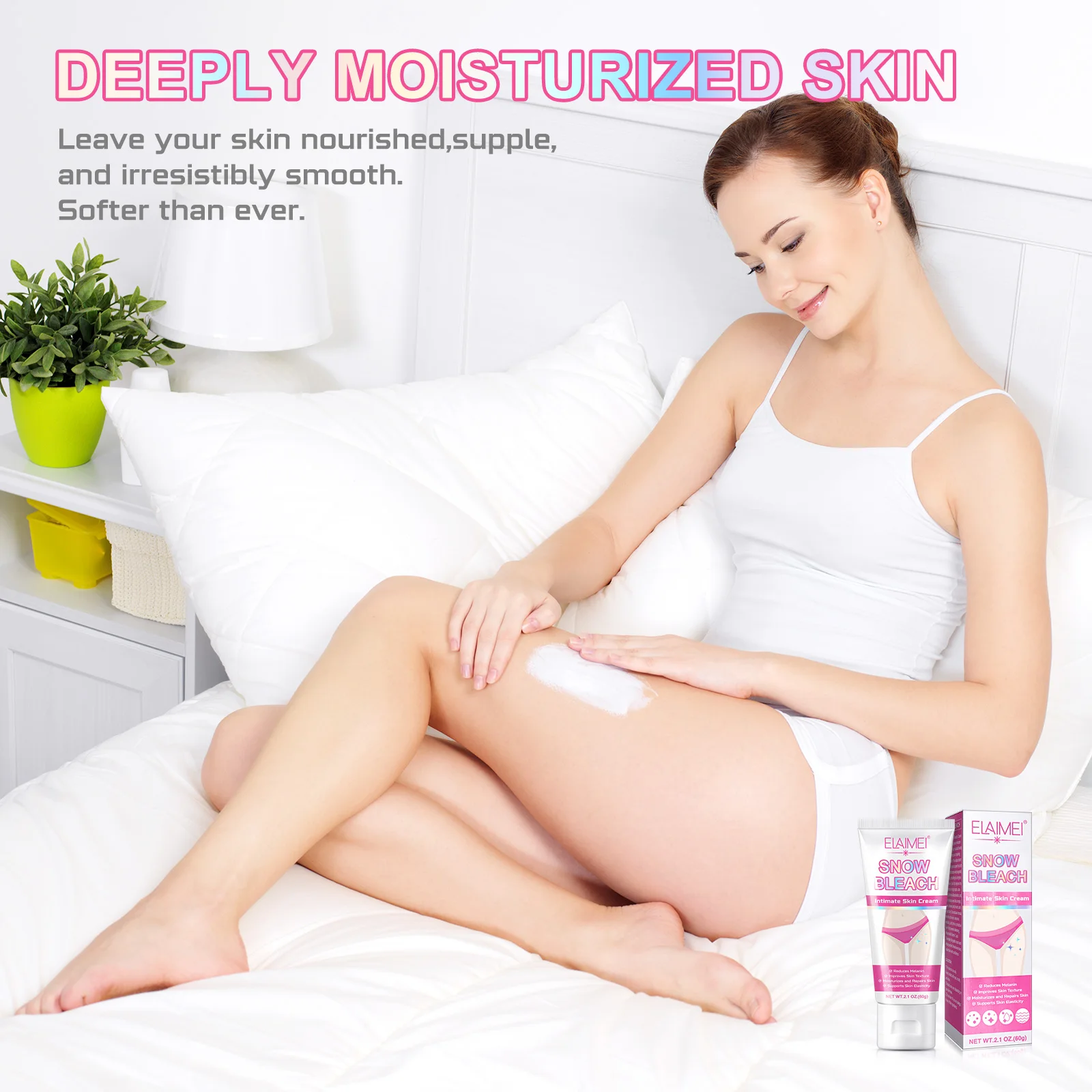 ELAIMEI Snow Bleach Intimate Skin White Cream Private Label Smooth Skin Face Body Brighten Whitening Cream For Intimate Areas