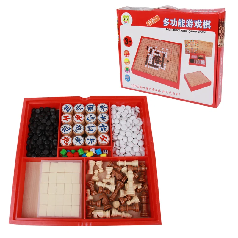  Деревянная многофункциональная игра шахматы шесть в одном продажа с завода детские деревянные домашние игрушки для детей 2020 году