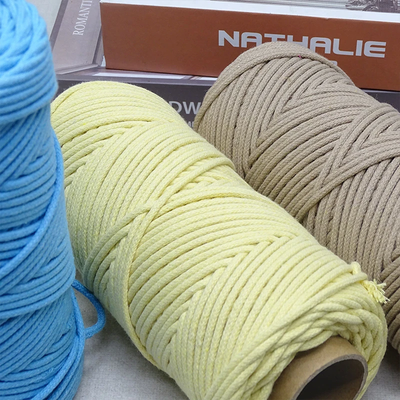 Basic 3mm 4mm braided cored colorful macrame cord cotton rope 32 colors for handmade project