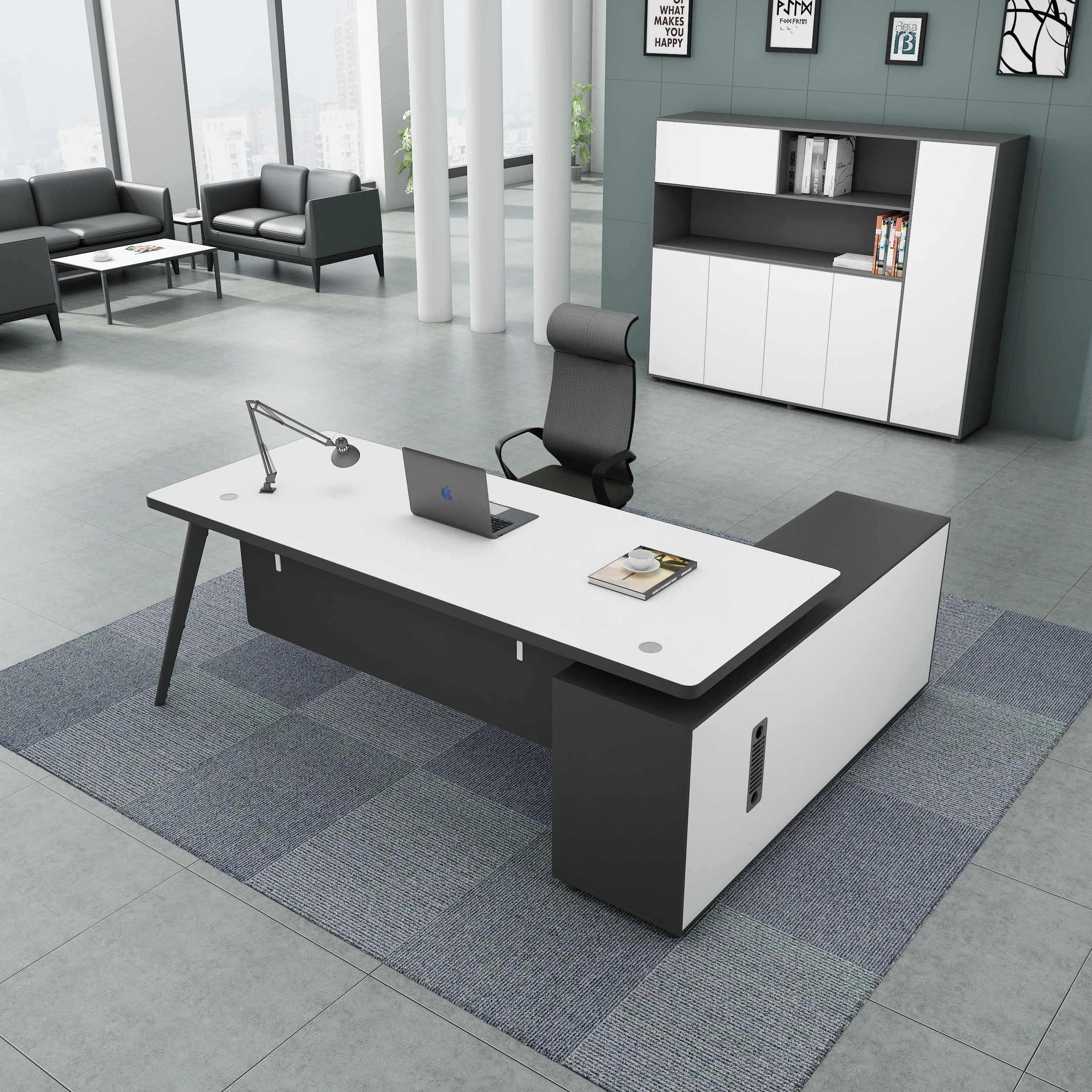 Modern Wooden Office Desk set L shape Furniture Luxury Executive Office Works Manage Table Corner Office desk