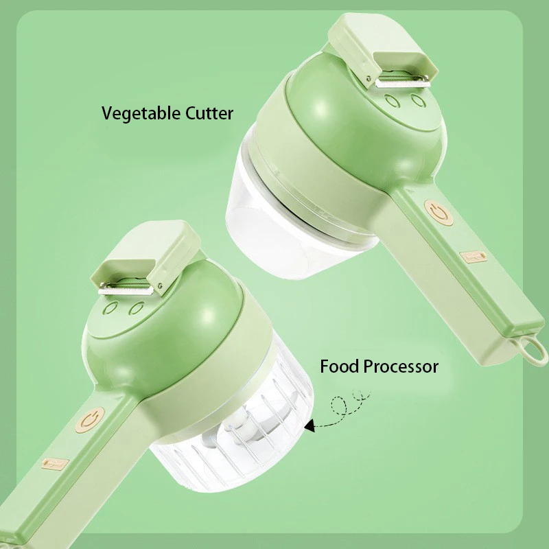 Multi-functional  USB Logo Custom Electric Vegetable Cutter Garlic Meat Mincer With Dish Brush and Peeler