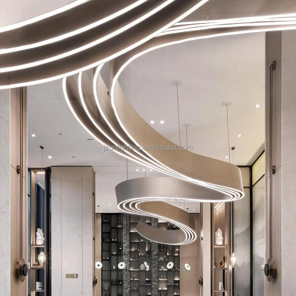 Luxury Custom Chandelier Indoor Decorations Large Hanging Ceiling Fixture Hotel Lobby Hall Banquet Remote LED Lights