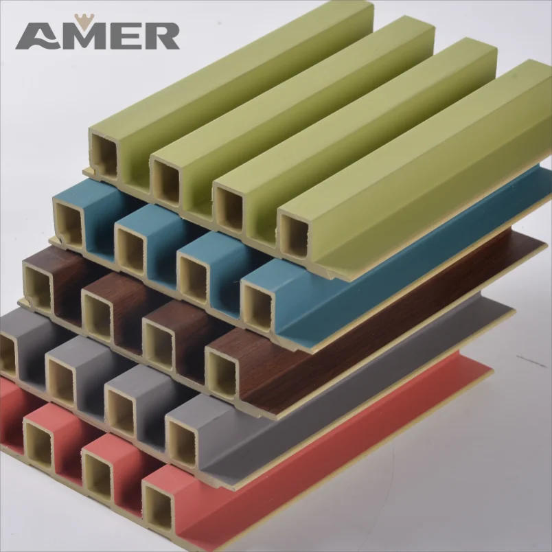 Amer outdoor facade fluted wpc wall 3d panel molding exterior paneles de pared wpc wpvc wall cladding panels interior wall