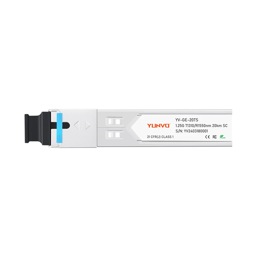 Yunvo SFP-GE20KT13R15/SFP-GE20KT15R13 Compatible SFP 1000BASE-BX-U BiDi 1310nm-TX/1550nm-RX 20km SC SFP Module
