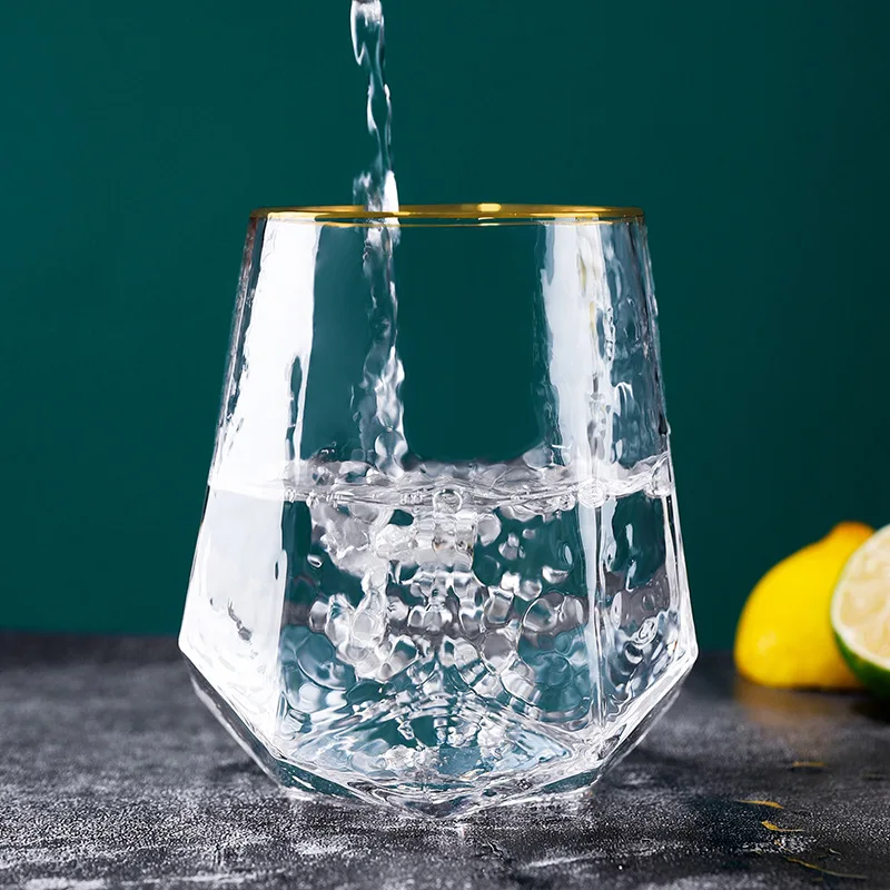 New Creative Customized Logo and Color Vintage Hammer Stem Wine Glass and Tumbler Champagne Glass for Weeding Party Glassware