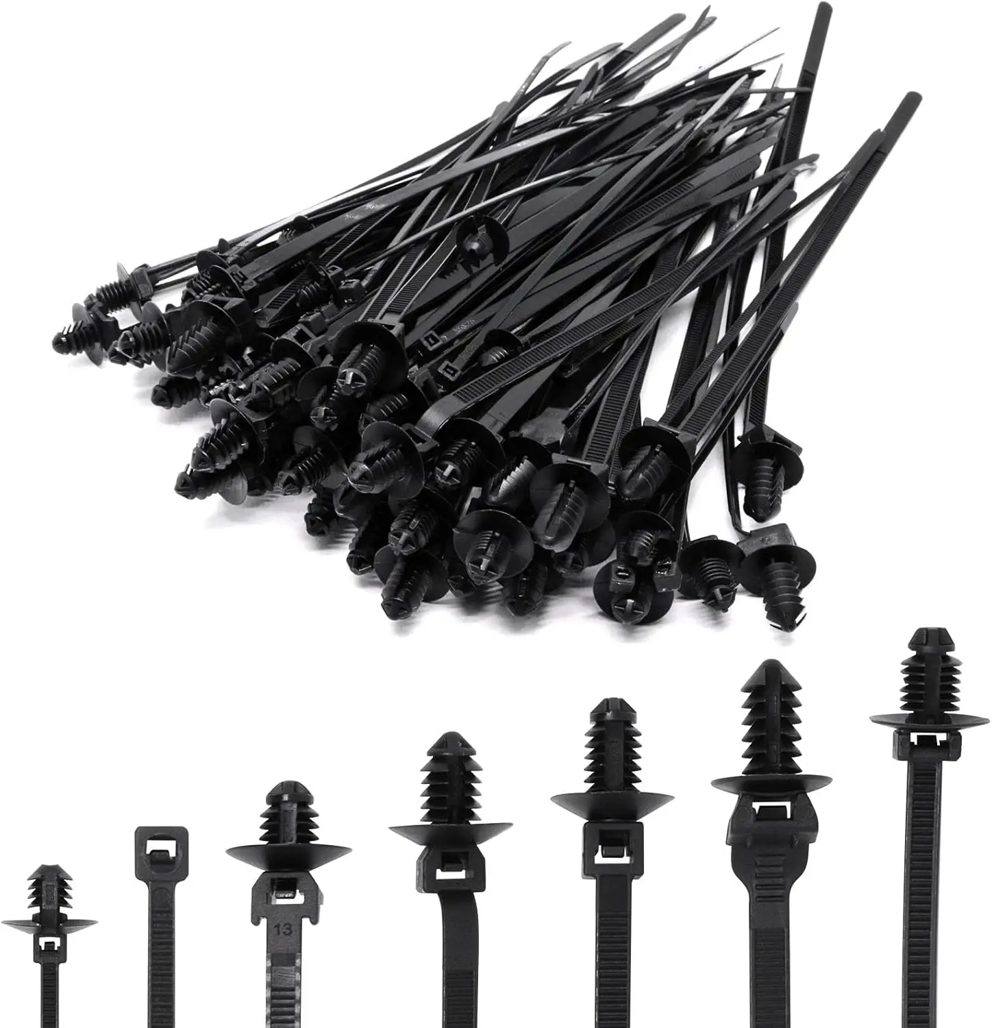 Nylon Push Mount Cable Zip Tie Strap Self-Locking Tie,Fastener Cable Clips for Sorting Out Cable and Wire Clearly
