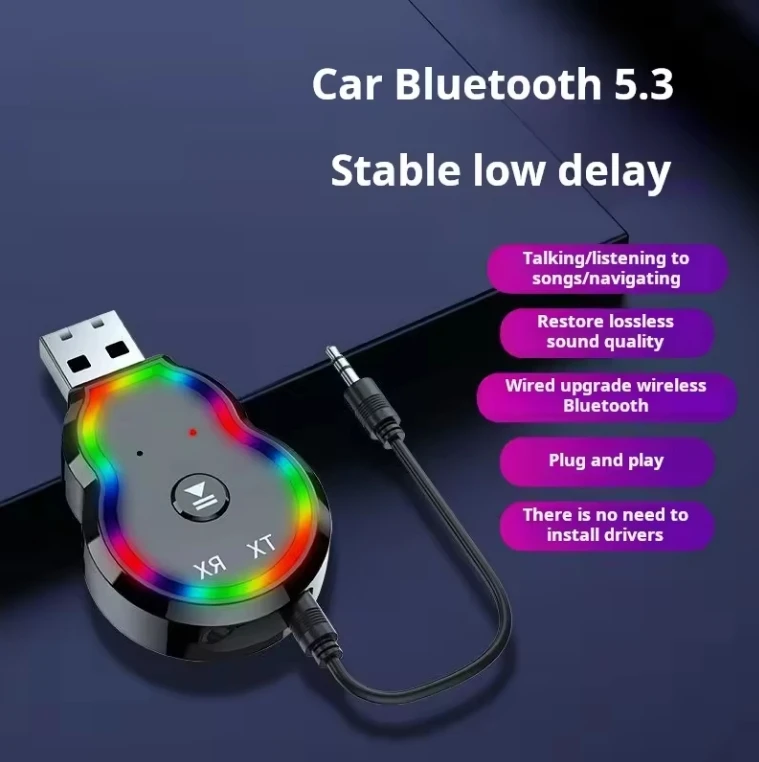 Автомобильный компьютер ТВ 2-в-1 USB BT приемник гарнитура ручка передатчик с атмосферным светом 3 5 мм Универсальный