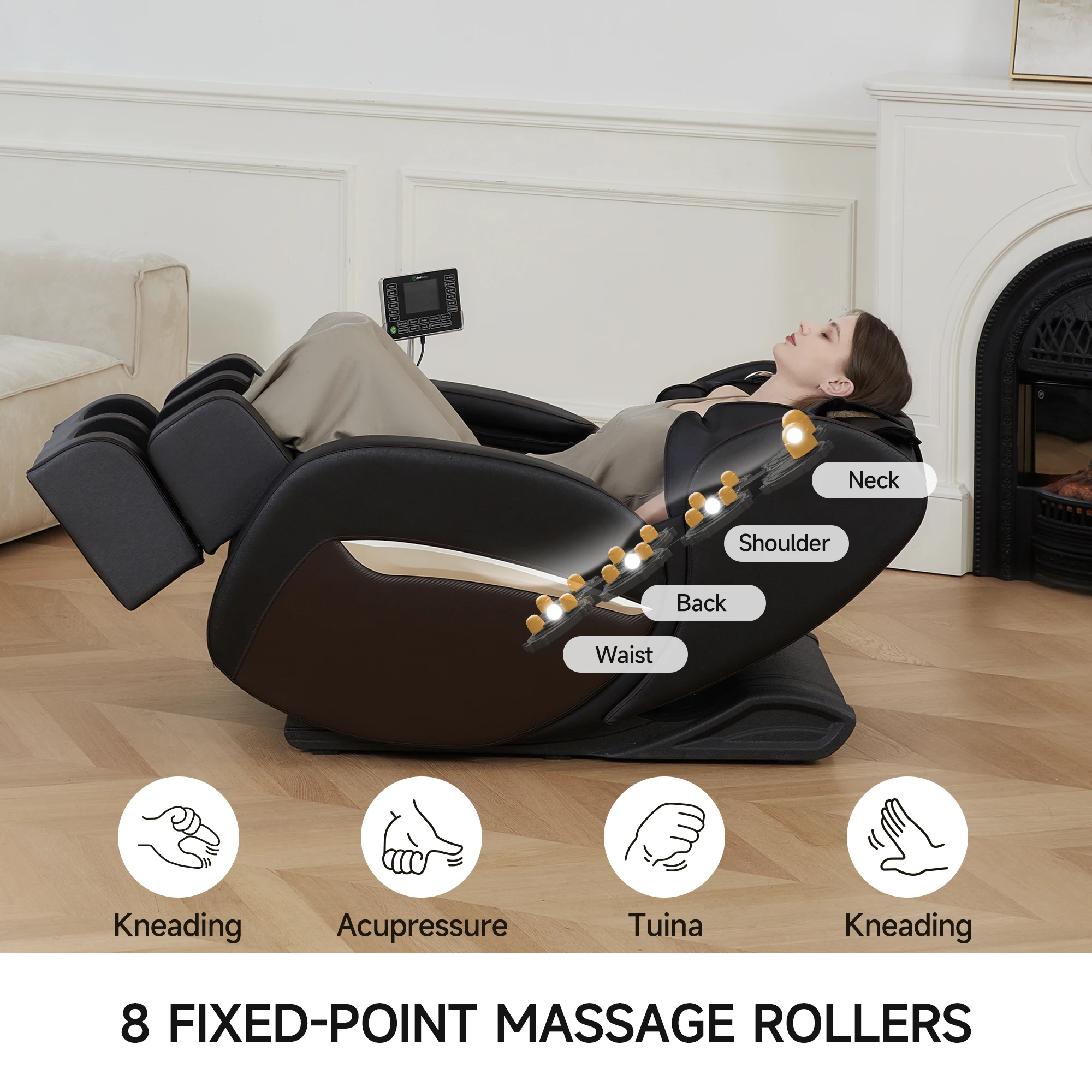 heated 8 fixed point roller chair zero gravity full body massage chair head case antigravity message chair recliner massage