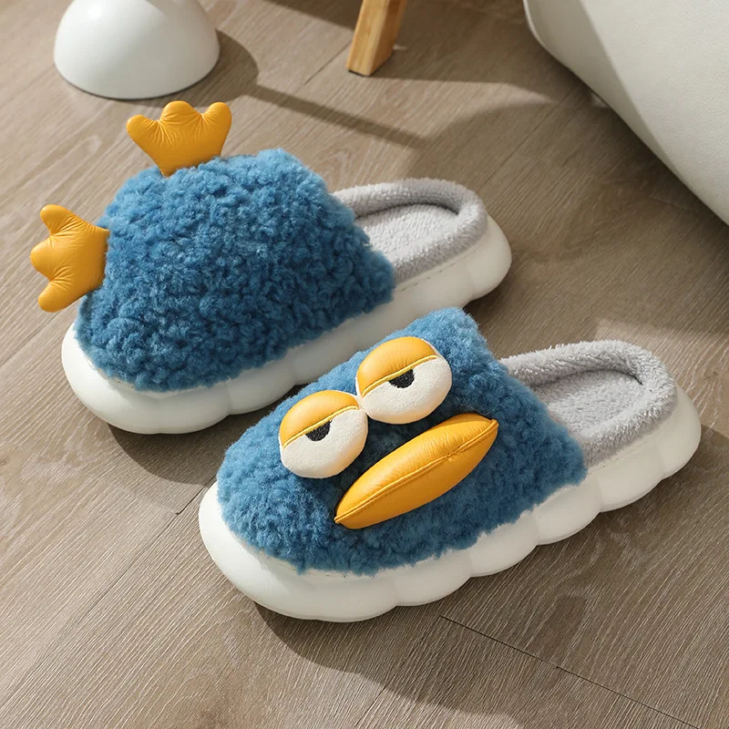 Hot sale parent and children new comfortable plush slippers winter warm fluffy duck slippers