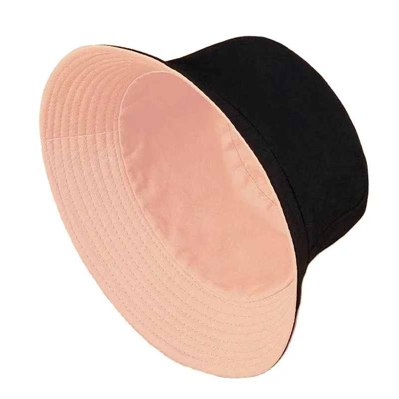 Summer double side plain cotton custom logo cap embroidery designer man women reversible fisherman bucks bucket hat