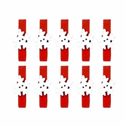 Christmas Wooden Crafts Card Photo Frame Clips Jute Twine for Hanging Mini Red Mittens Clothespins Gift Packaging Decoration