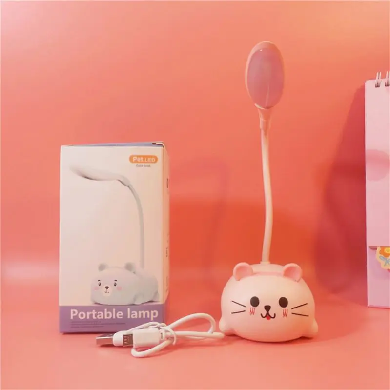 Hot LED Table Lamp Cartoon Cute Pet Cat Night Light Usb Rechargeable Led Table Light Child Eye Protection Warm White Desk Lamp