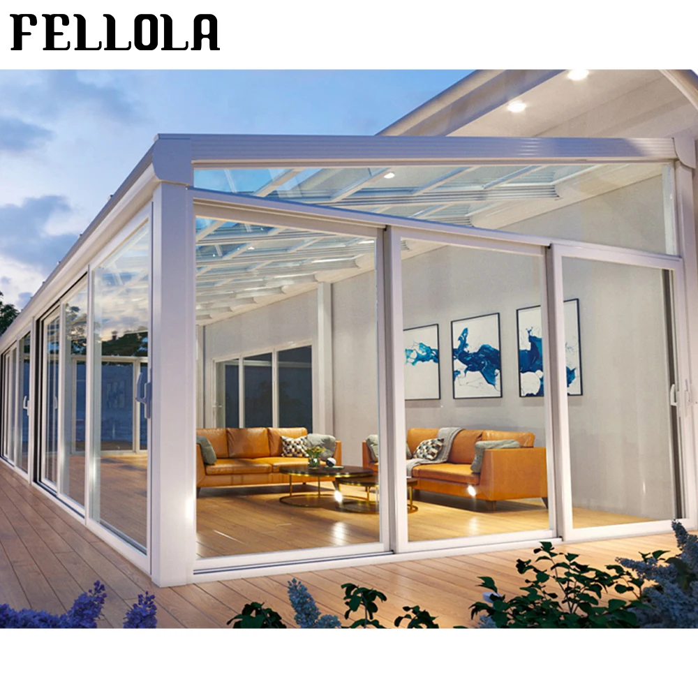 
Modern French Design Small 4 Season Glass Room Winter Garden House Aluminum Sunroom With Folding Door For Outdoor Backyard 