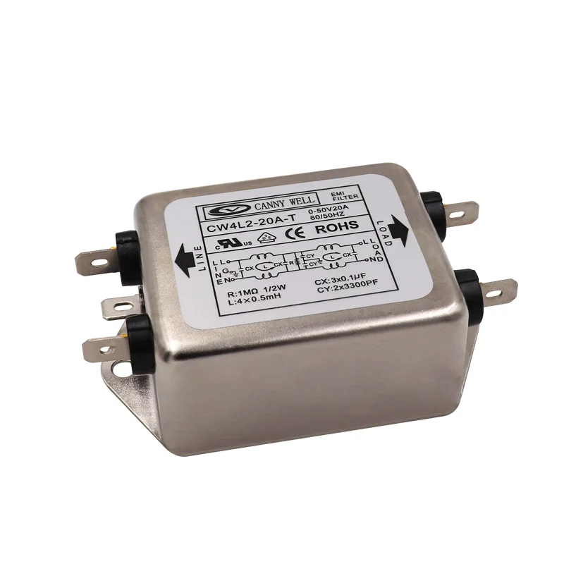 
Hot selling CANNYWELL power EMI filter CW4L2 20A T bipolar DC 24V anti-interference 